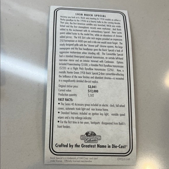 Matchbox Collectibles Classic 1958 Buick Special Convertible Toy Car - Green - Picture 4 of 5